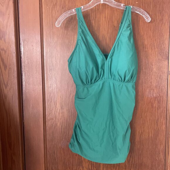 Yonique Other - Yonique Tankini Swimsuit Blouson Top Modest Loose Fit Swimwear Green - 14 W NWT